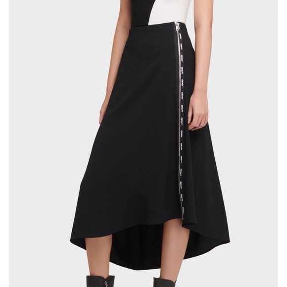 DKNYC Dresses & Skirts - DKNY Black Asymmetrical Skirt W/ Logo Zipper